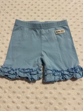 Madison Light Blue Ruffle Hem Shorts